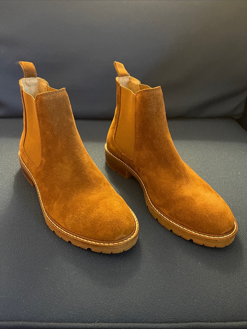 Steve Madden Women's Suede Chelsea Booties in Rust Brown